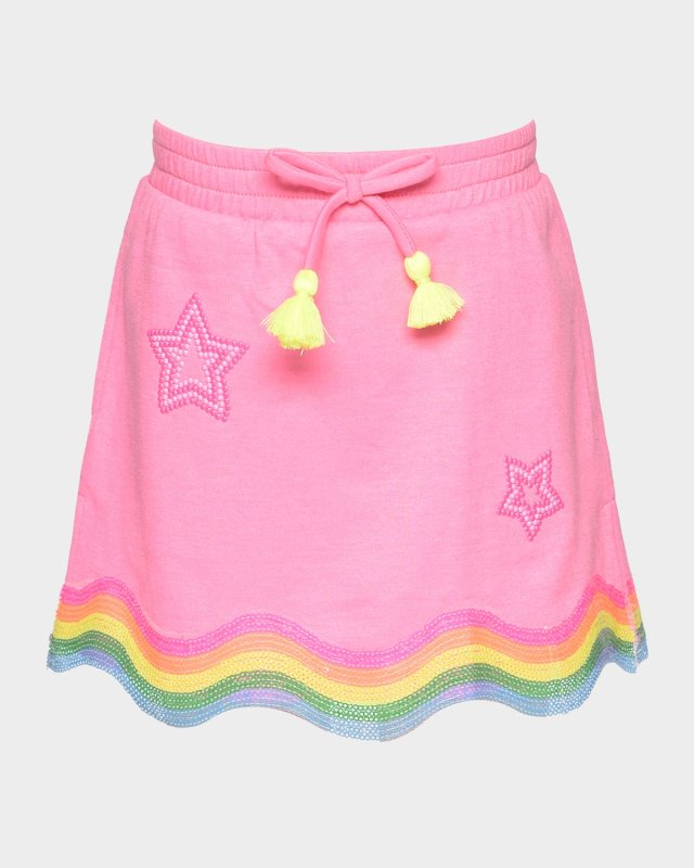Girl's Beaded Wavy Rainbow Skirt, Size 2T-10